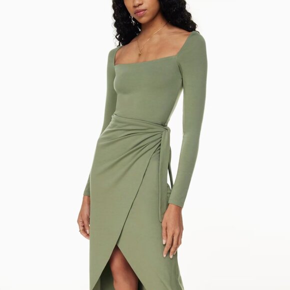 Aritzia Wilfred Saturn Longsleeve Jersey Wrap Midi Dress - Picture 10 of 14